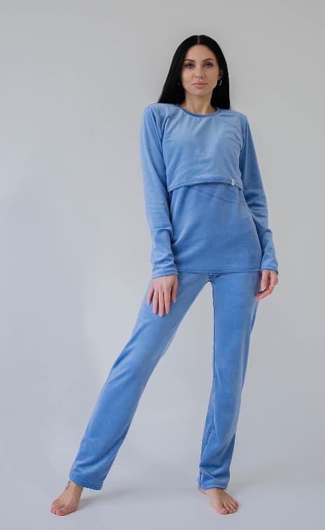 Піжама для вагітних та годування (кофта+штани) S-XL HN 888101 -синій Піжама для вагітних та годування (кофта+штани) S-XL HN 888101 -синій