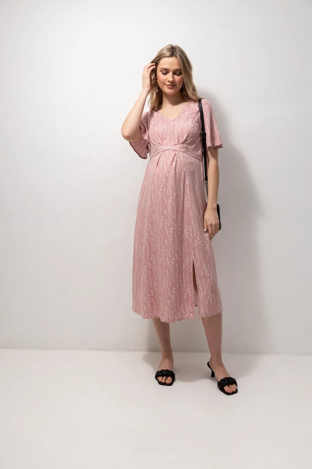 Платье для беременных и кормления S-XXL Юла мама VANESSA DR-23.032 -розовый фото 2