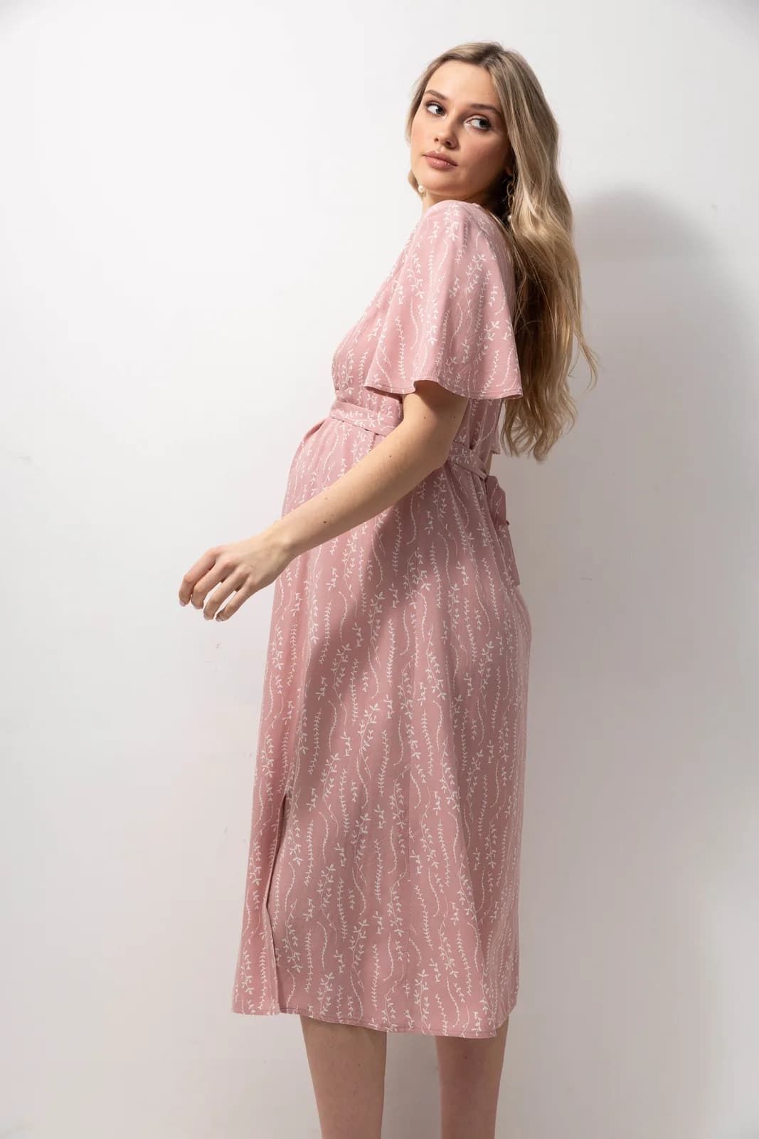 Платье для беременных и кормления S-XXL Юла мама VANESSA DR-23.032 -розовый фото 4