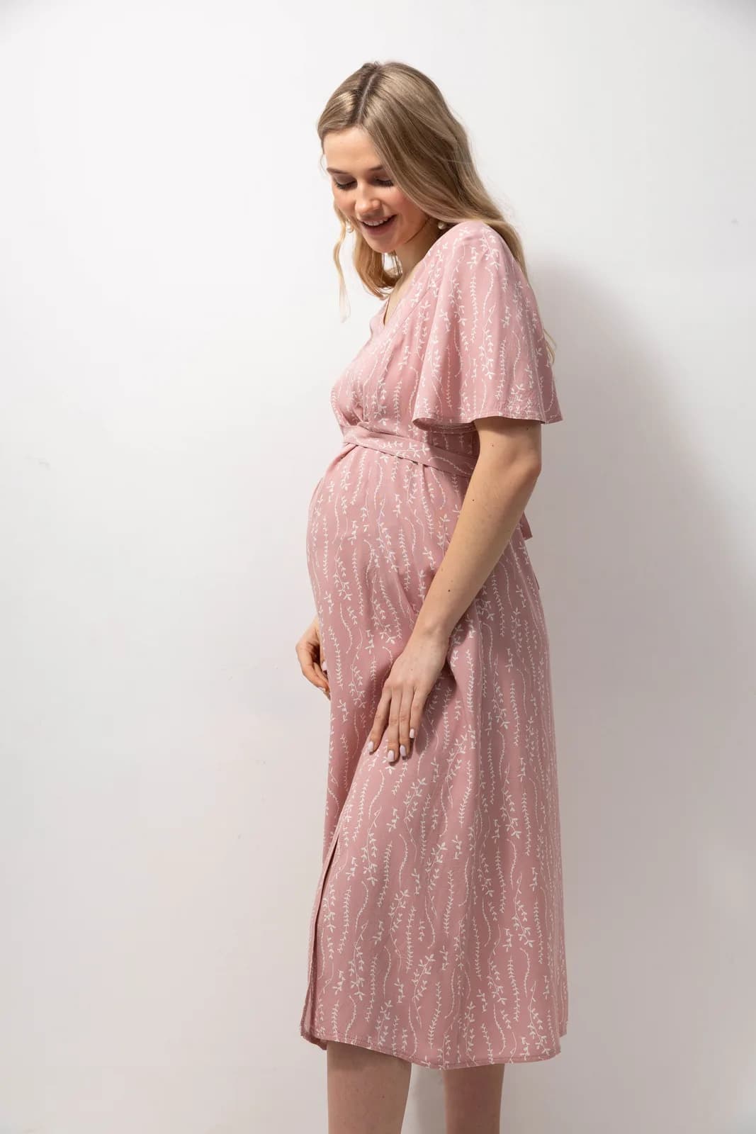 Платье для беременных и кормления S-XXL Юла мама VANESSA DR-23.032 -розовый фото 3