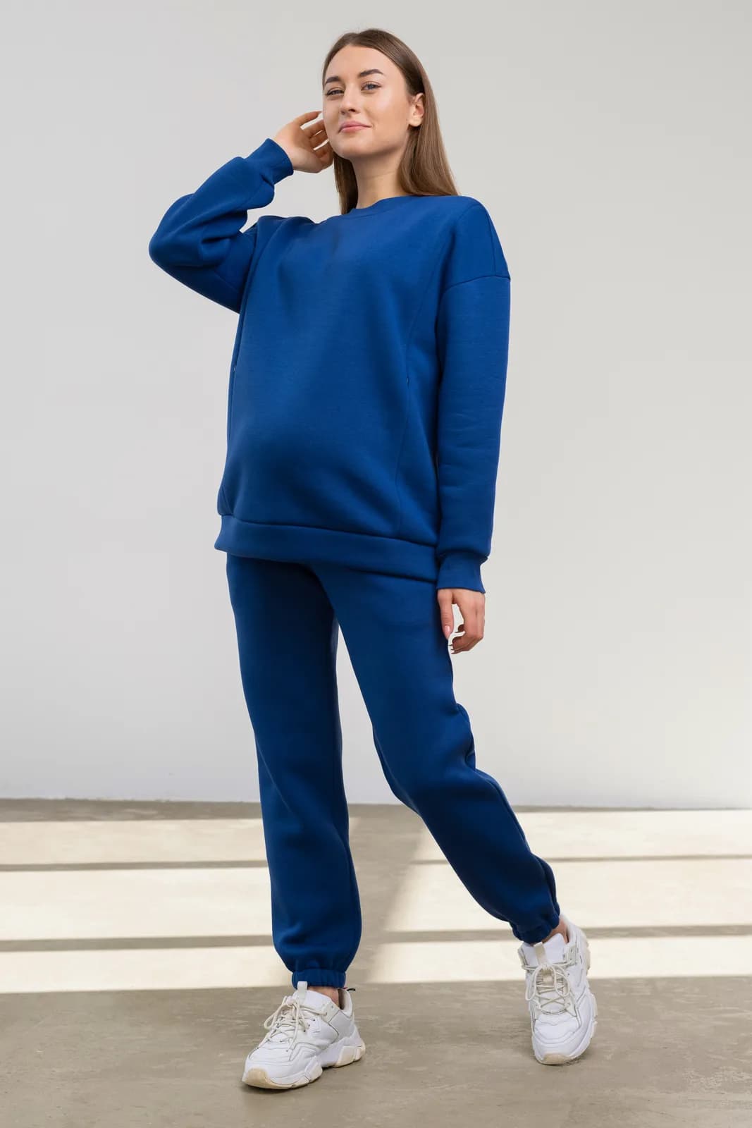 Костюм спортивный для беременных и кормления (толстовка+штаны) S-XL Юла мама VIENO ST-42.011 -синий фото 2 Костюм спортивный для беременных и кормления (толстовка+штаны) S-XL Юла мама VIENO ST-42.011 -синий фото 2