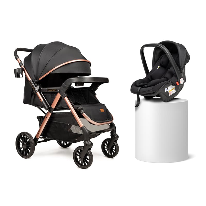 Коляска прогулочная + автокресло Ninos Maxi 2 Black Gold NM2025CSBG
