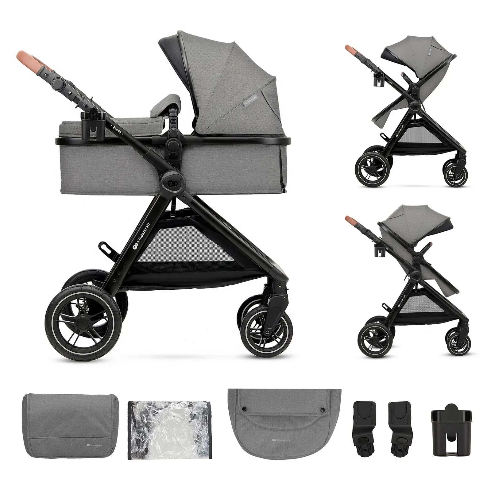 Коляска универсальная 2в1 Kinderkraft Esme KSESME00GRY2000 Grey фото 2 Коляска универсальная 2в1 Kinderkraft Esme KSESME00GRY2000 Grey фото 2