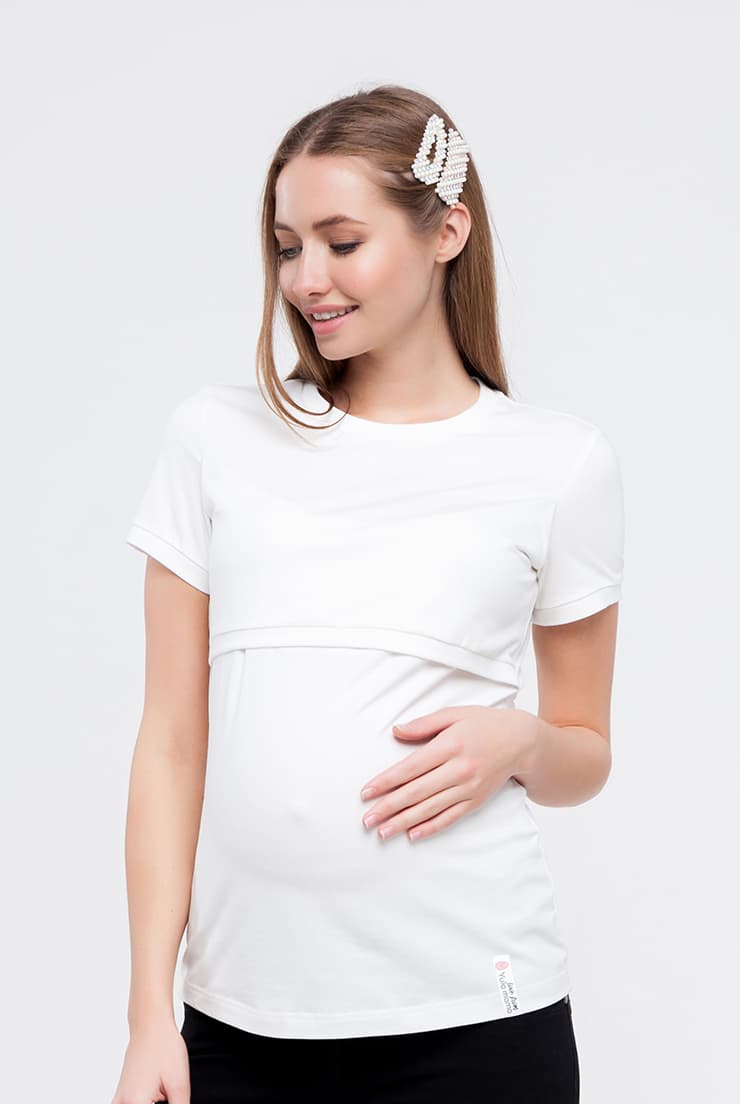 Футболка для беременных и кормления S-XL Юла мама MARGO NR-10.015 -молочный Футболка для беременных и кормления S-XL Юла мама MARGO NR-10.015 -молочный