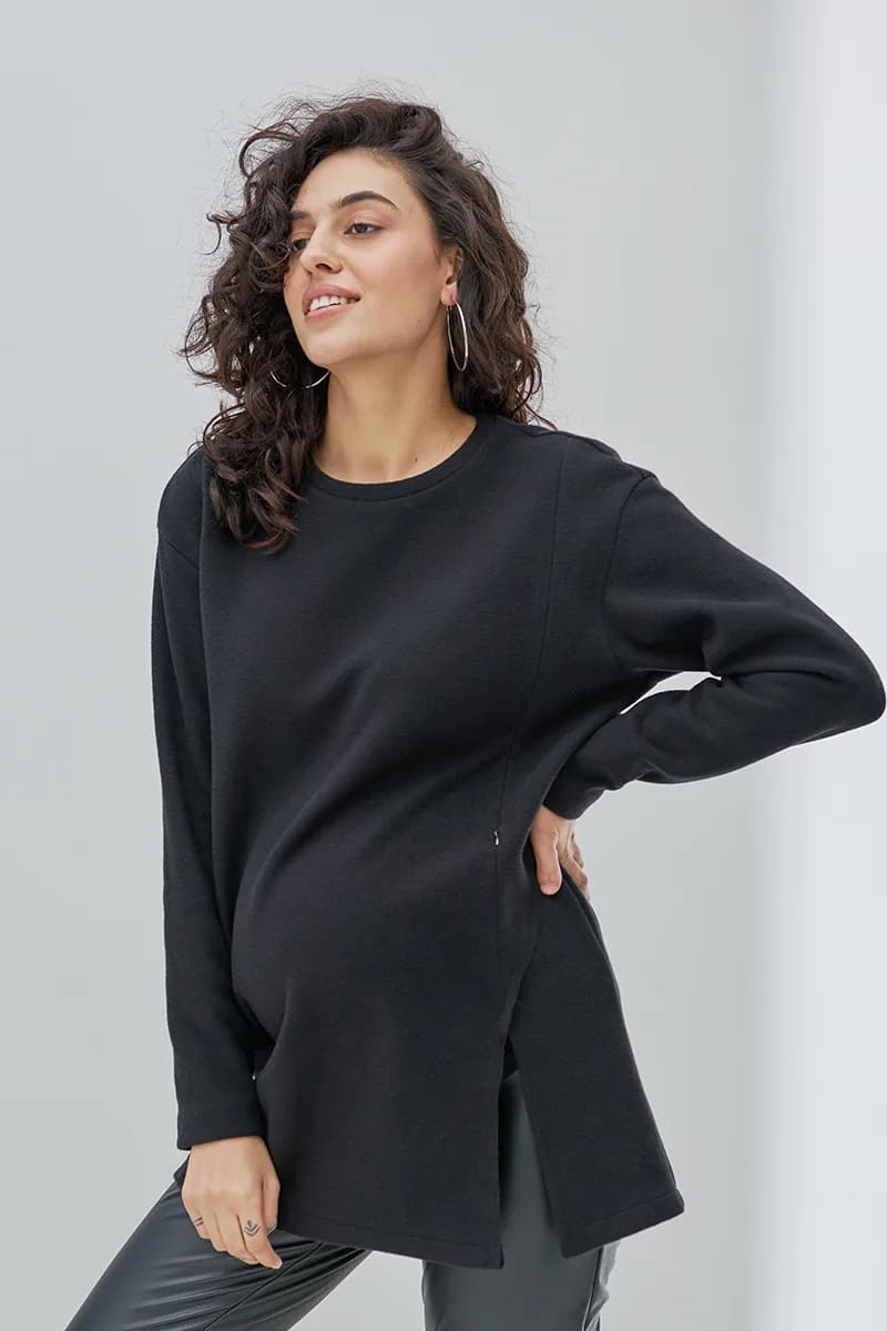 Туніка для вагітних і годування S-XL Юла мама OLIVE TN-43.011 -чорний фото 4 Туніка для вагітних і годування S-XL Юла мама OLIVE TN-43.011 -чорний фото 4