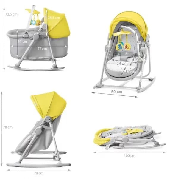 Шезлонг-качалка 5в1 Kinderkraft Unimo KKKUNIMYEL0000 Yellow фото 4 Шезлонг-качалка 5в1 Kinderkraft Unimo KKKUNIMYEL0000 Yellow фото 4