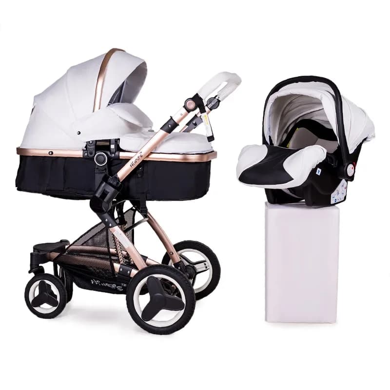 Коляска-трансформер 3в1 Ninos Bono NB3V12020BW White Gold фото 2 Коляска-трансформер 3в1 Ninos Bono NB3V12020BW White Gold фото 2