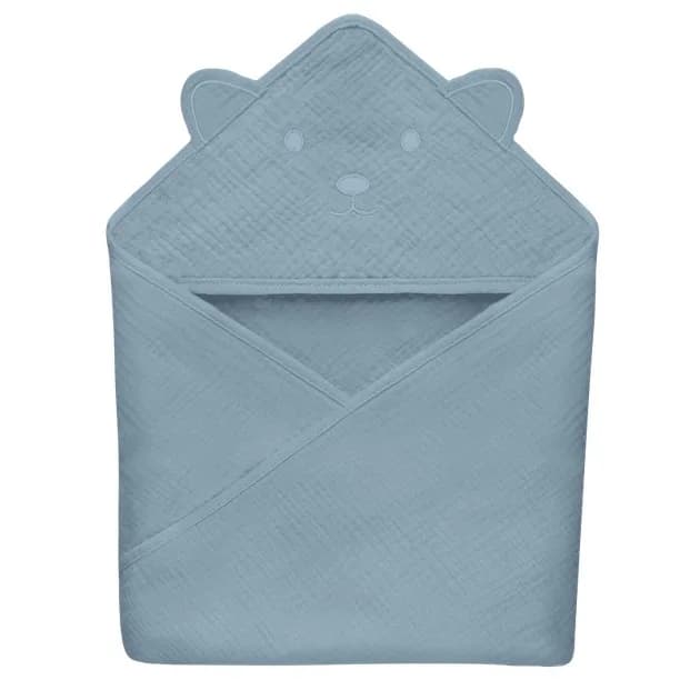 Полотенце с капюшоном для купания Lionelo Muslin Hooded Towel Grey Sky 80х80 см LO-MUSLIN HOODED TOWEL GREY SKY фото 2
