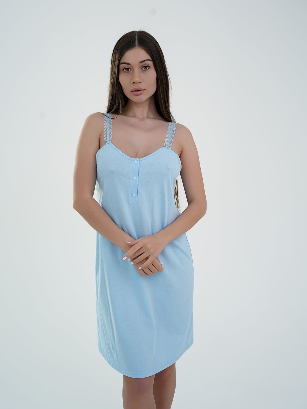 Ночная рубашка с кружевной бретелью S-XL Мамин Дом 24144
