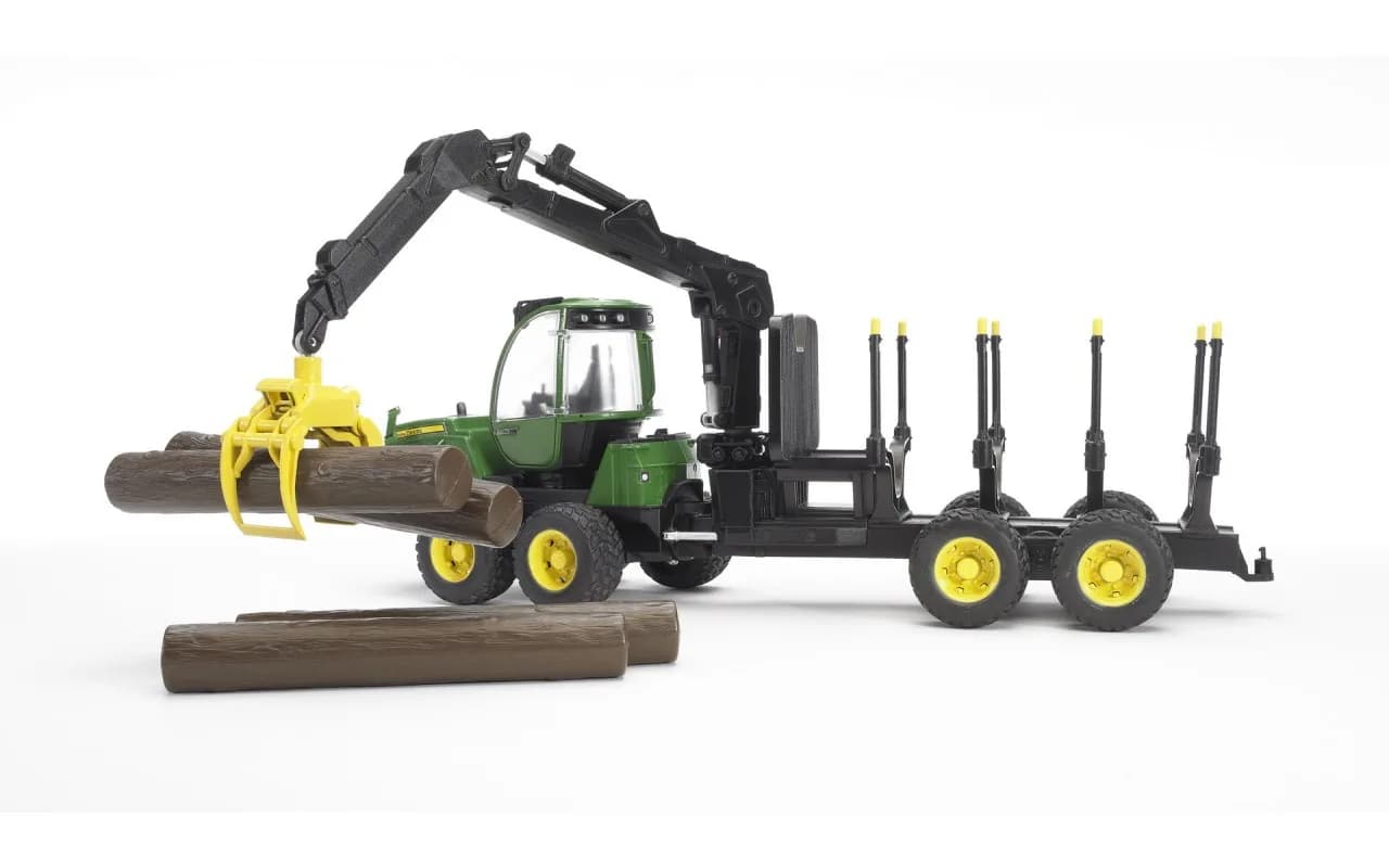 Трактор с системой захвата John Deere с прицепом и бревнами Bruder 02133 фото 4