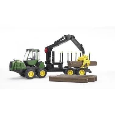 Трактор с системой захвата John Deere с прицепом и бревнами Bruder 02133 фото 2