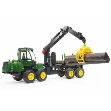 Трактор с системой захвата John Deere с прицепом и бревнами Bruder 02133 фото 3