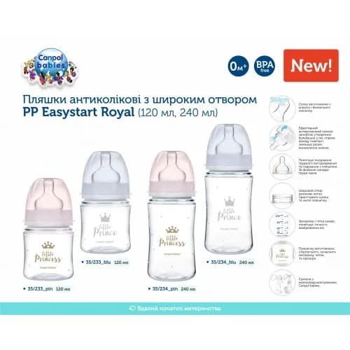 Пляшечка антиколікова Canpol Easystart Royal baby 120мл 35/233_pin фото 7