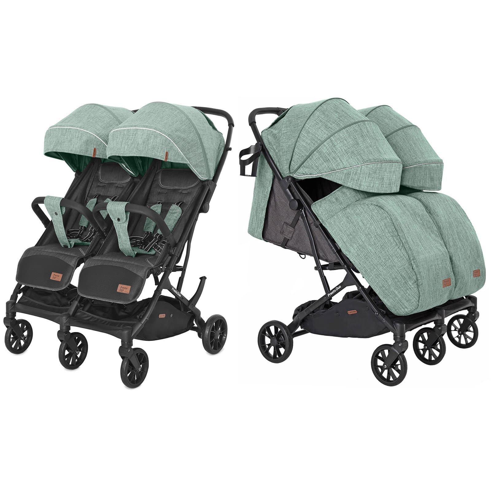 Коляска прогулочная для двойни Carrello Presto Duo CRL-5506 Tea Green Коляска прогулочная для двойни Carrello Presto Duo CRL-5506 Tea Green