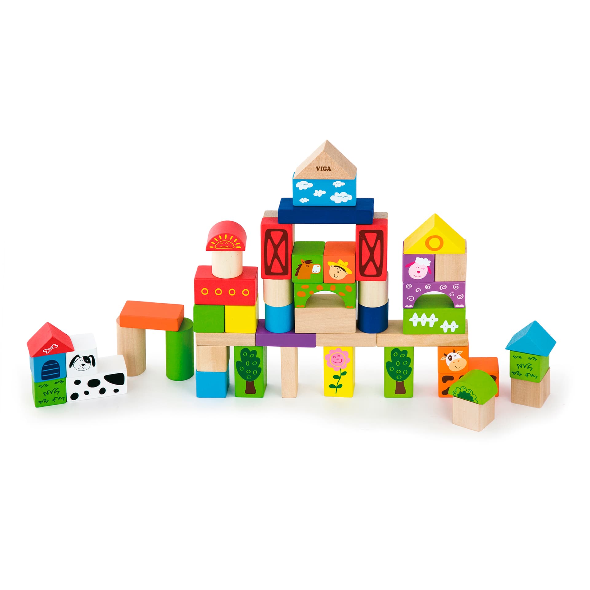 Кубики деревянные Viga Toys Ферма 50шт 50285