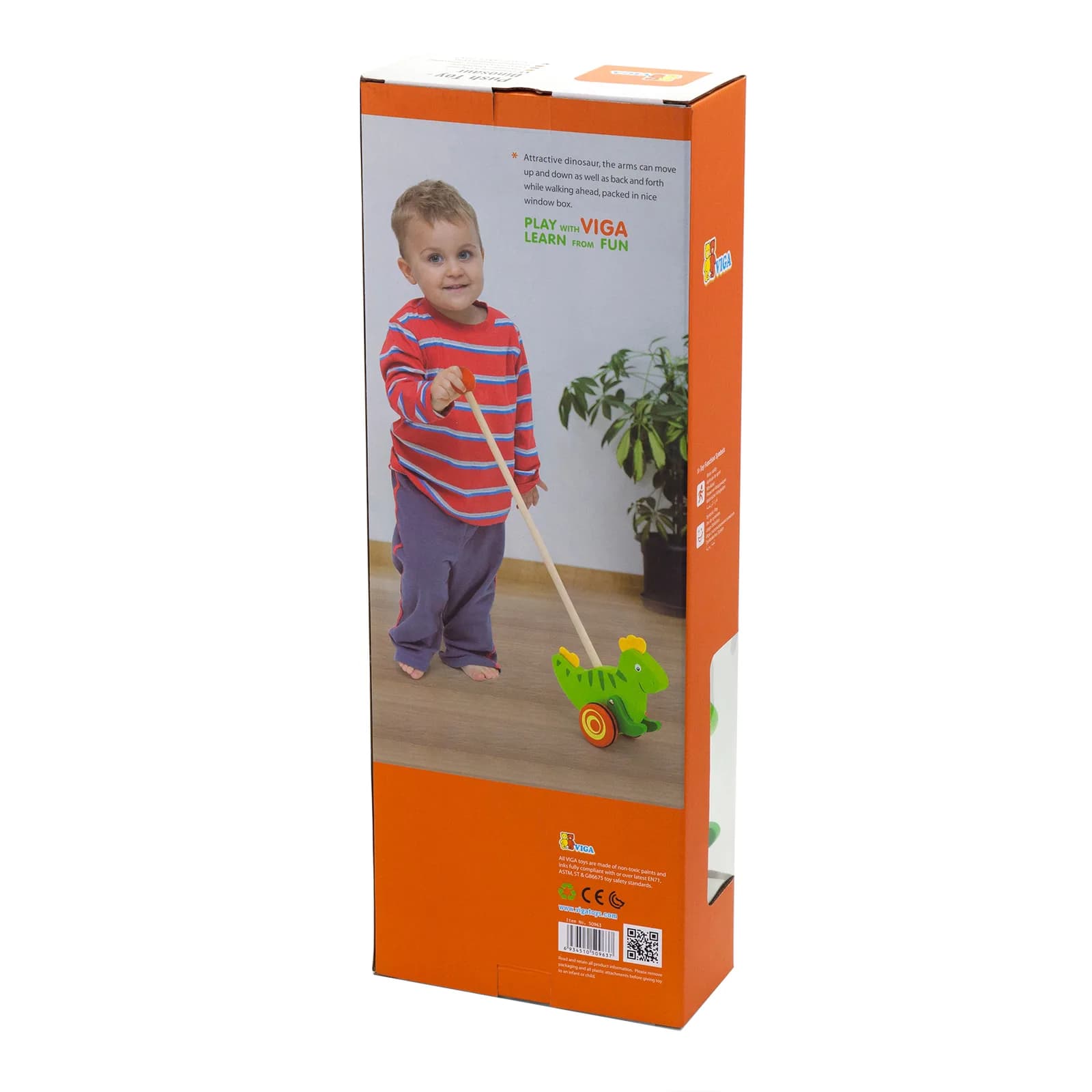 Каталка деревянная Viga Toys Динозавр 50963 фото 2 Каталка деревянная Viga Toys Динозавр 50963 фото 2