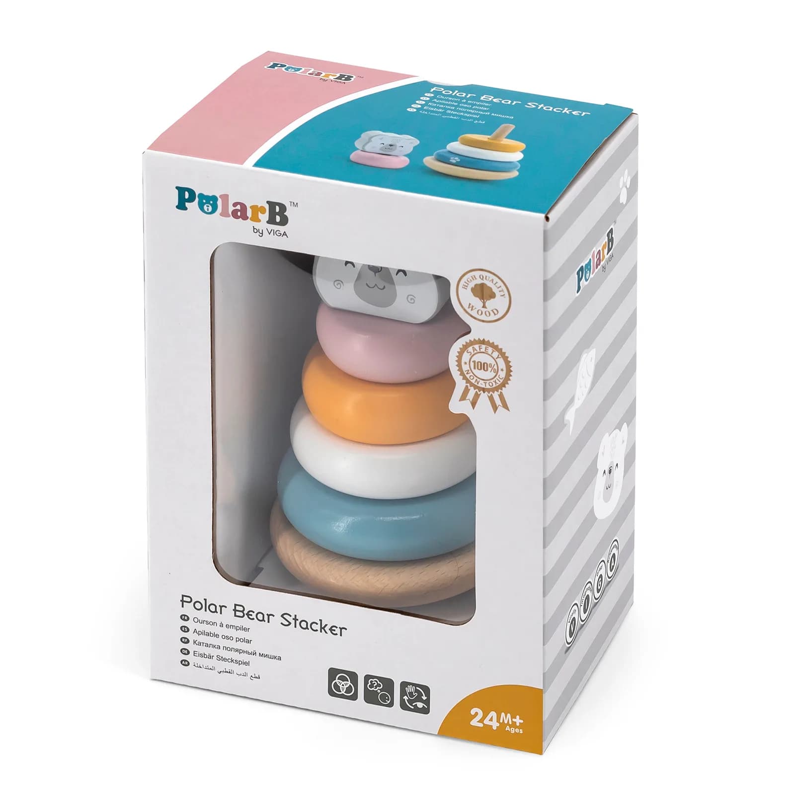 Пірамідка дерев'яна Viga Toys Білий ведмідь 44005 фото 2 Пірамідка дерев'яна Viga Toys Білий ведмідь 44005 фото 2