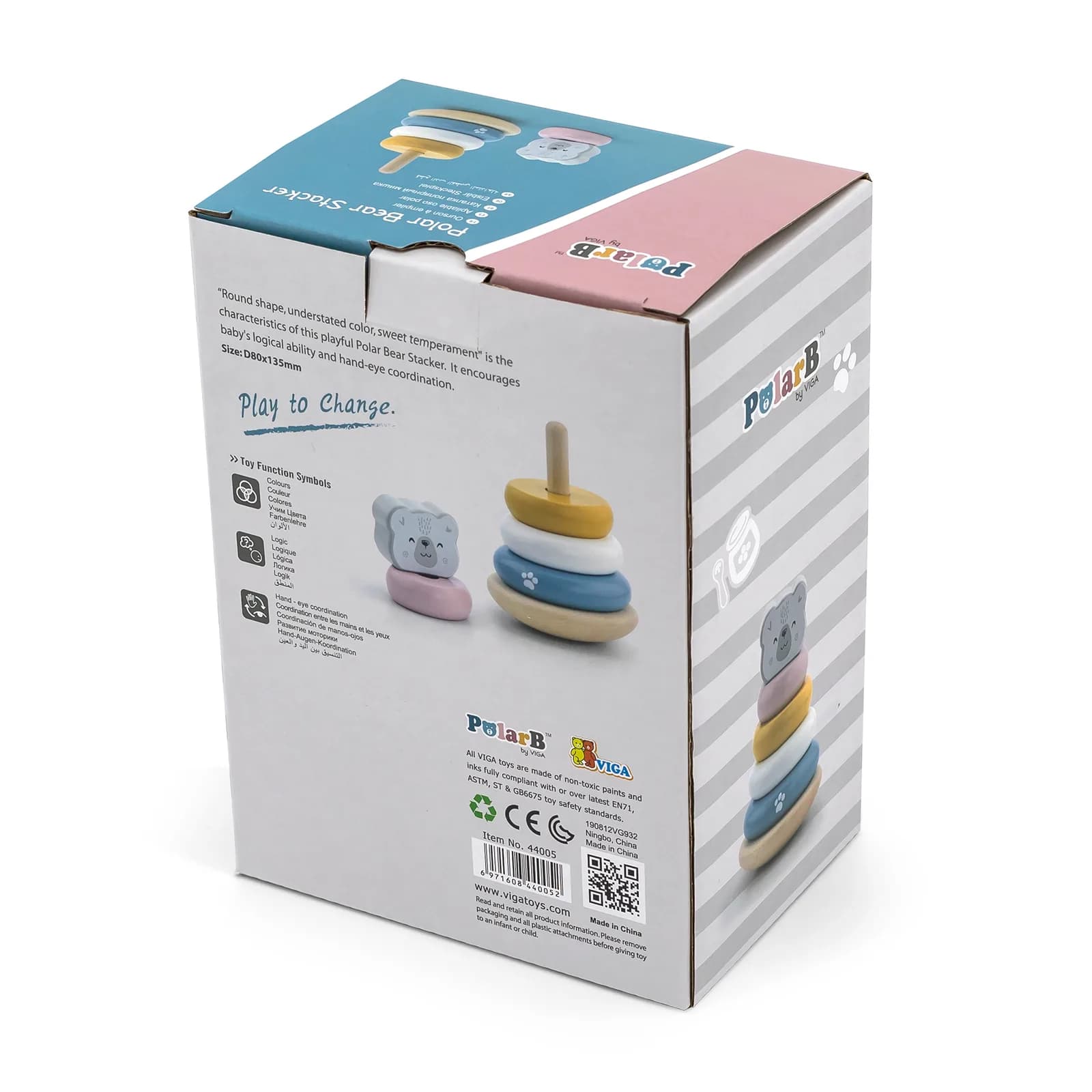 Пірамідка дерев'яна Viga Toys Білий ведмідь 44005 фото 7 Пірамідка дерев'яна Viga Toys Білий ведмідь 44005 фото 7