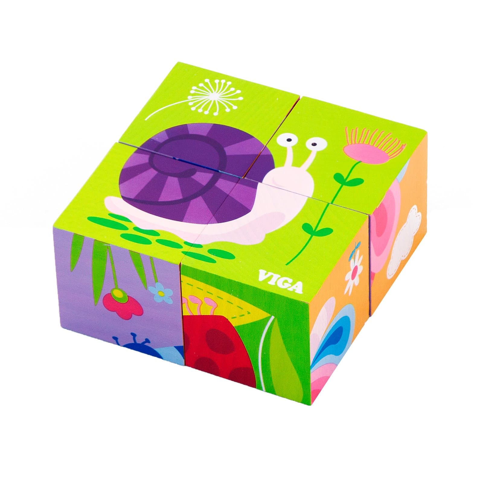 Кубики деревянные Viga Toys Насекомые 4шт 50160 Кубики деревянные Viga Toys Насекомые 4шт 50160