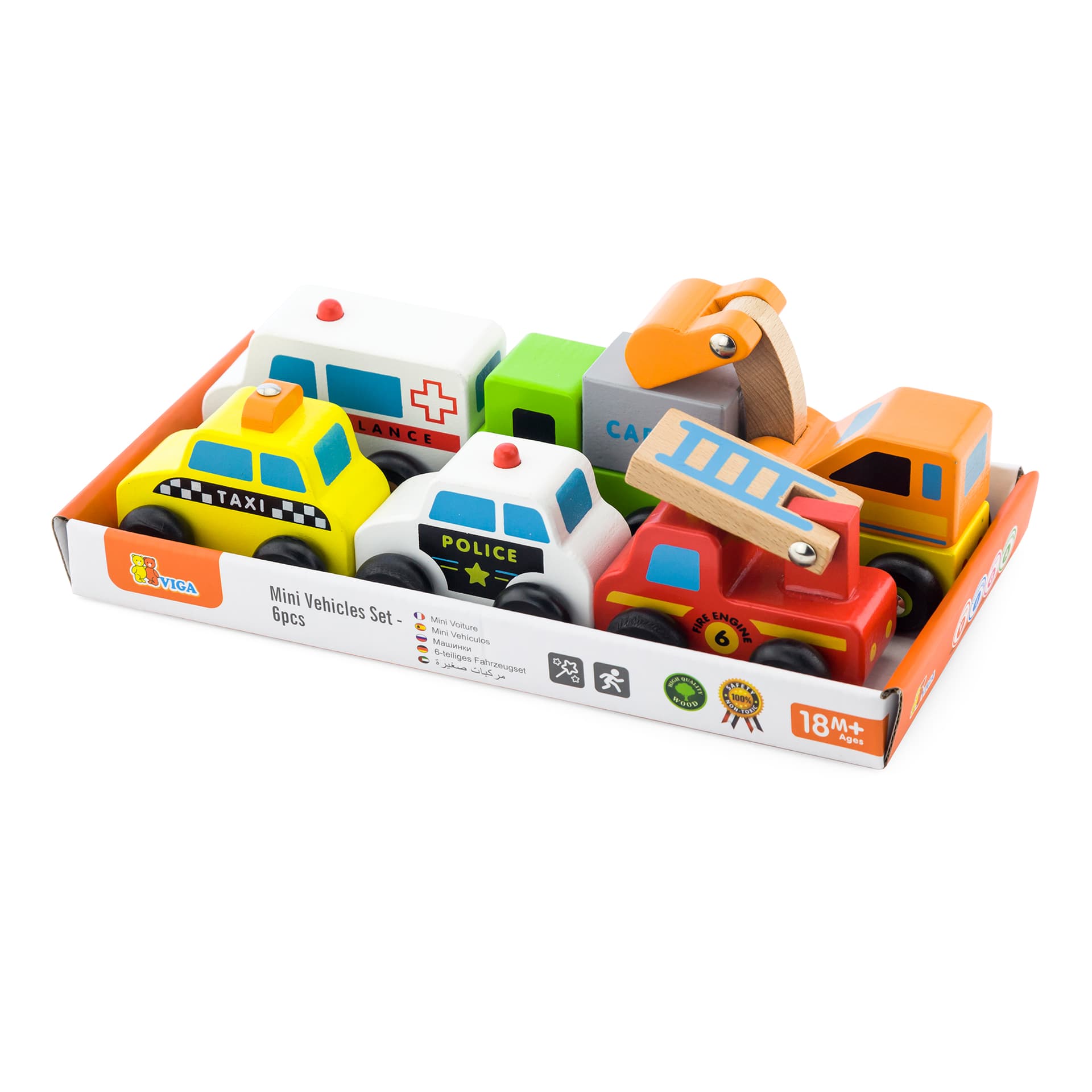 Машины деревянные Viga Toys 6шт 59621 Машины деревянные Viga Toys 6шт 59621