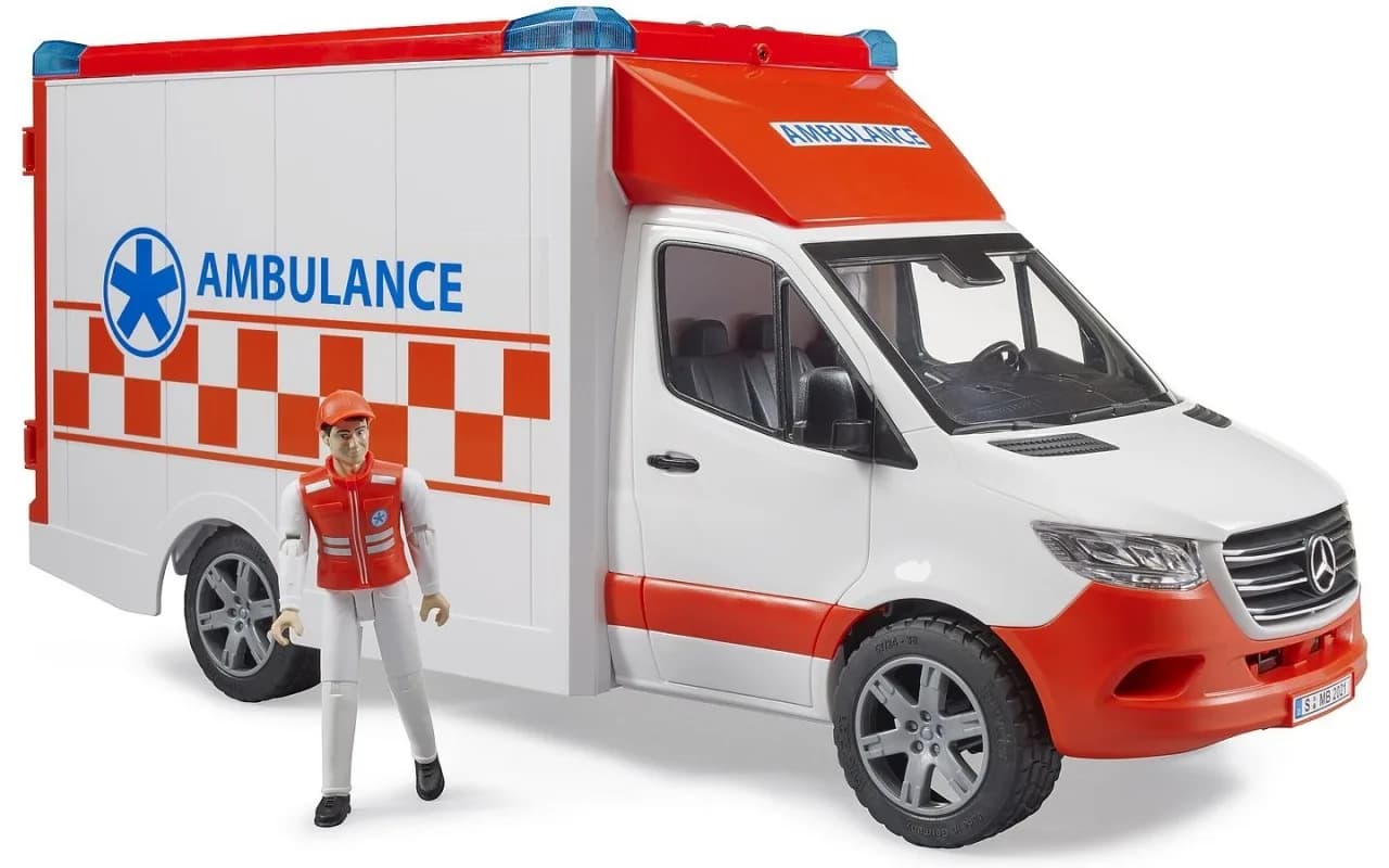 Автомобиль MB Sprinter скорая помощь с фигуркой Bruder 02676 фото 2 Автомобиль MB Sprinter скорая помощь с фигуркой Bruder 02676 фото 2