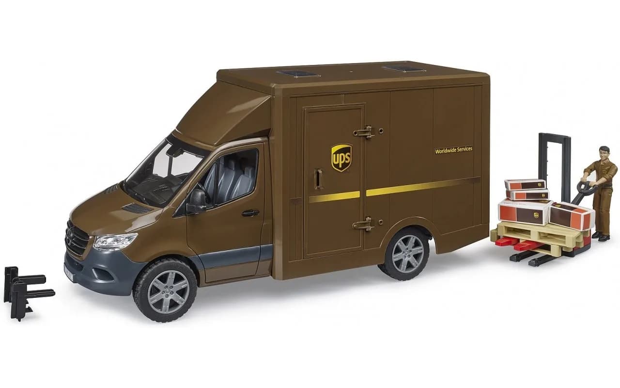 Автомобиль MB Sprinter курьер UPS с фигуркой и аксессуарами Bruder 02678 фото 6 Автомобиль MB Sprinter курьер UPS с фигуркой и аксессуарами Bruder 02678 фото 6