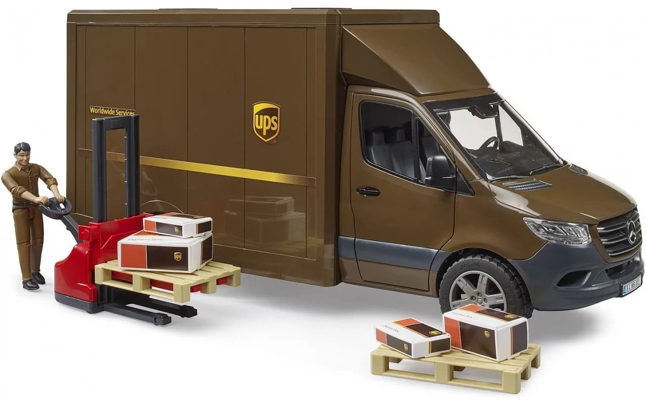 Автомобиль MB Sprinter курьер UPS с фигуркой и аксессуарами Bruder 02678 фото 5 Автомобиль MB Sprinter курьер UPS с фигуркой и аксессуарами Bruder 02678 фото 5