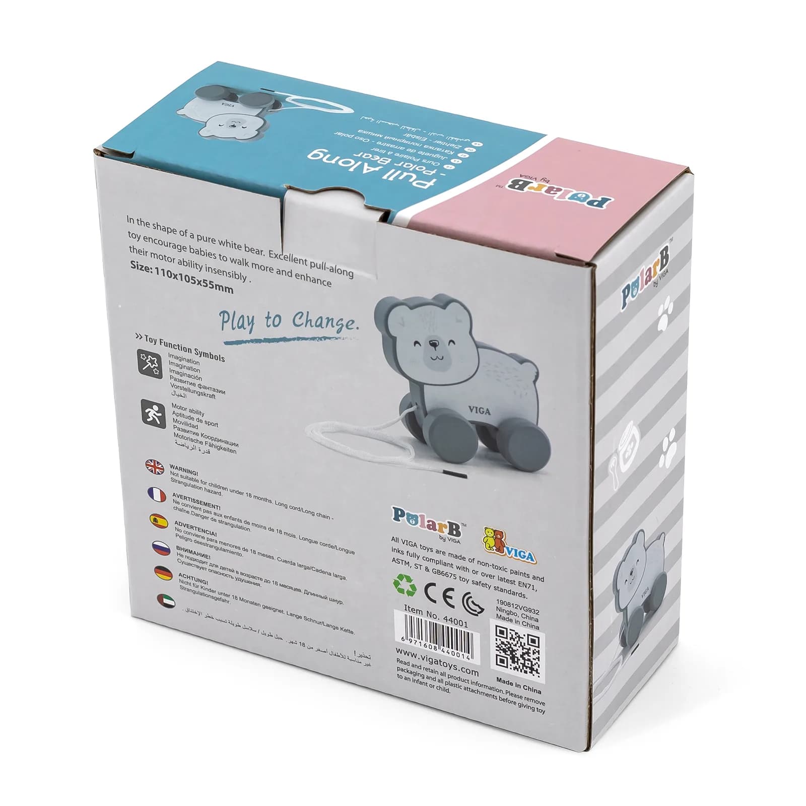 Каталка дерев'яна Viga Toys Білий ведмідь 44001 фото 2