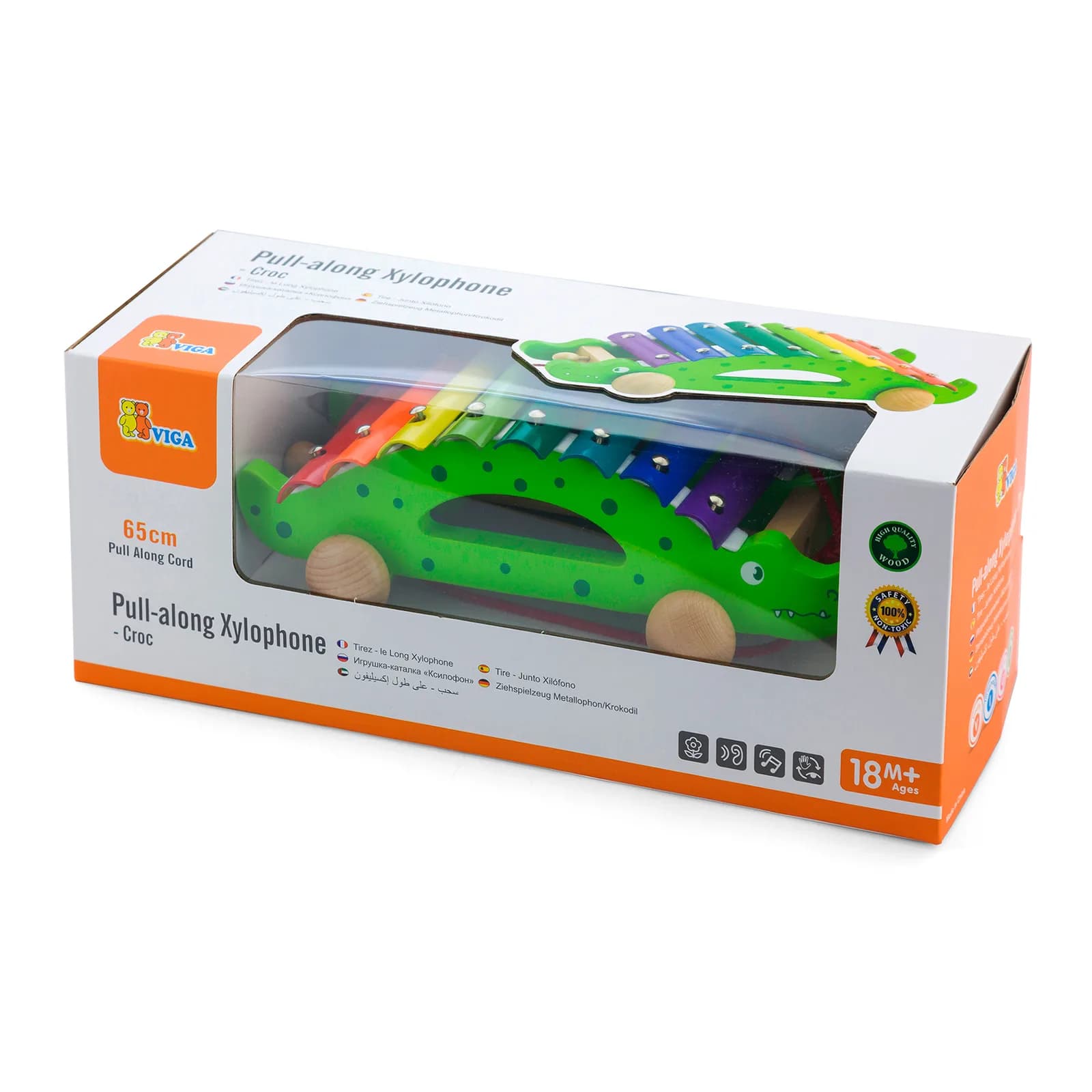 Каталка-ксилофон дерев'яна Viga Toys Крокодил 50342 фото 3 Каталка-ксилофон дерев'яна Viga Toys Крокодил 50342 фото 3