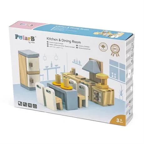 Меблі для ляльок дерев'яні Viga Toys Кухня та їдальня 44038 фото 3 Меблі для ляльок дерев'яні Viga Toys Кухня та їдальня 44038 фото 3