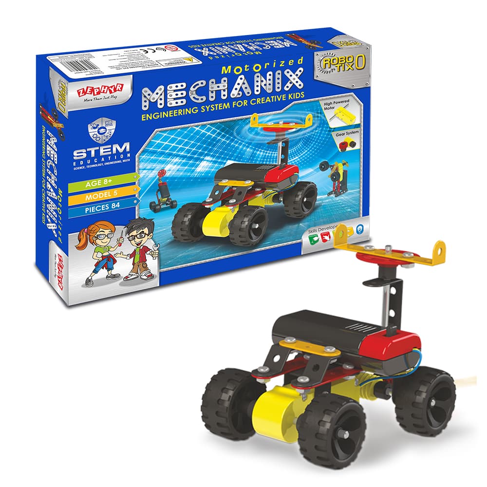 Конструктор металлический с электромотором Zephyr Robotix №0 84дет 01027