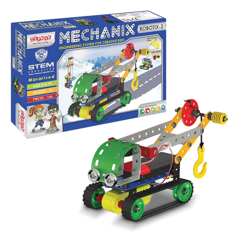 Конструктор металевий з електромотором Zephyr Robotix №2 166дет 01063