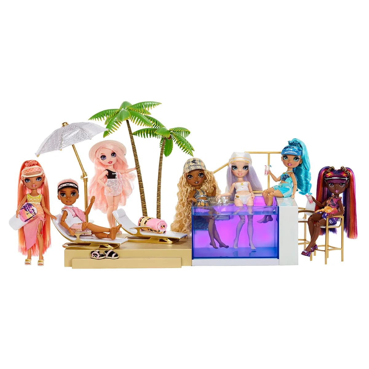 Игровой набор для кукол Rainbow High Pacific Coast Вечеринка у бассейна 578475 фото 6 Игровой набор для кукол Rainbow High Pacific Coast Вечеринка у бассейна 578475 фото 6