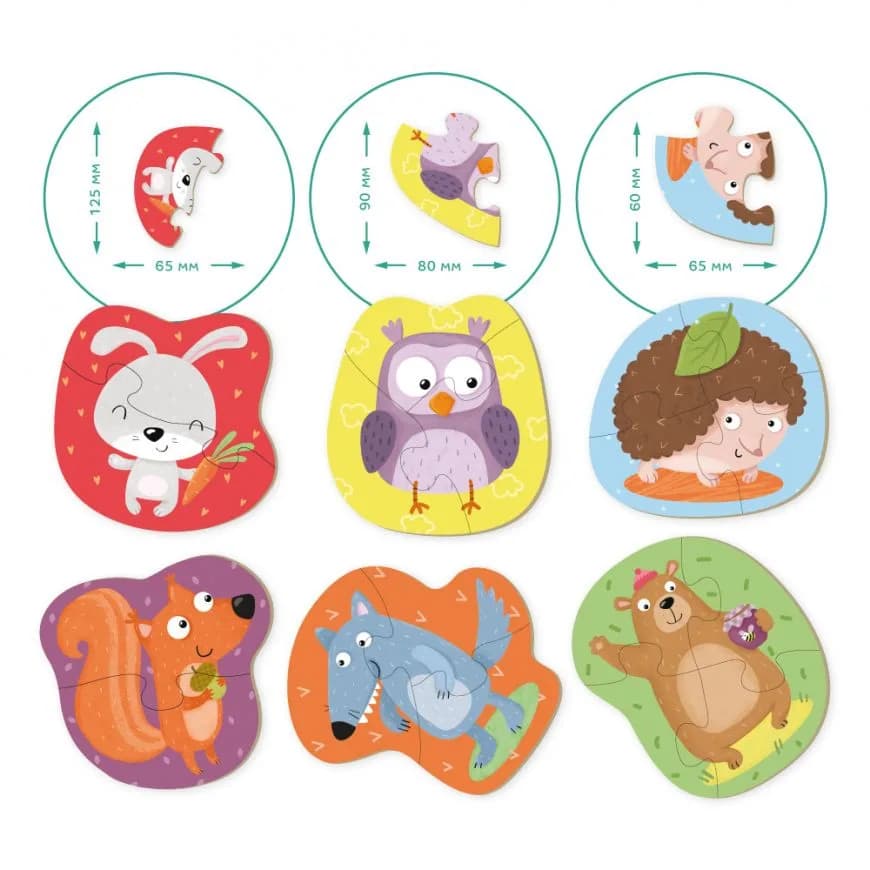 Пазл 6в1 Dodo Лісові тварини 300195 фото 3 Пазл 6в1 Dodo Лісові тварини 300195 фото 3