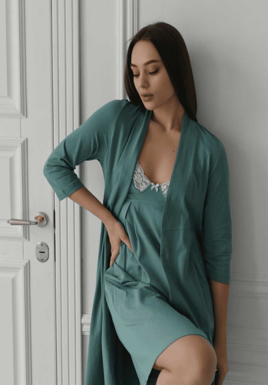 Халат для беременных и кормления XS-XL Мамин Дом Rosemary 25310-Зеленый