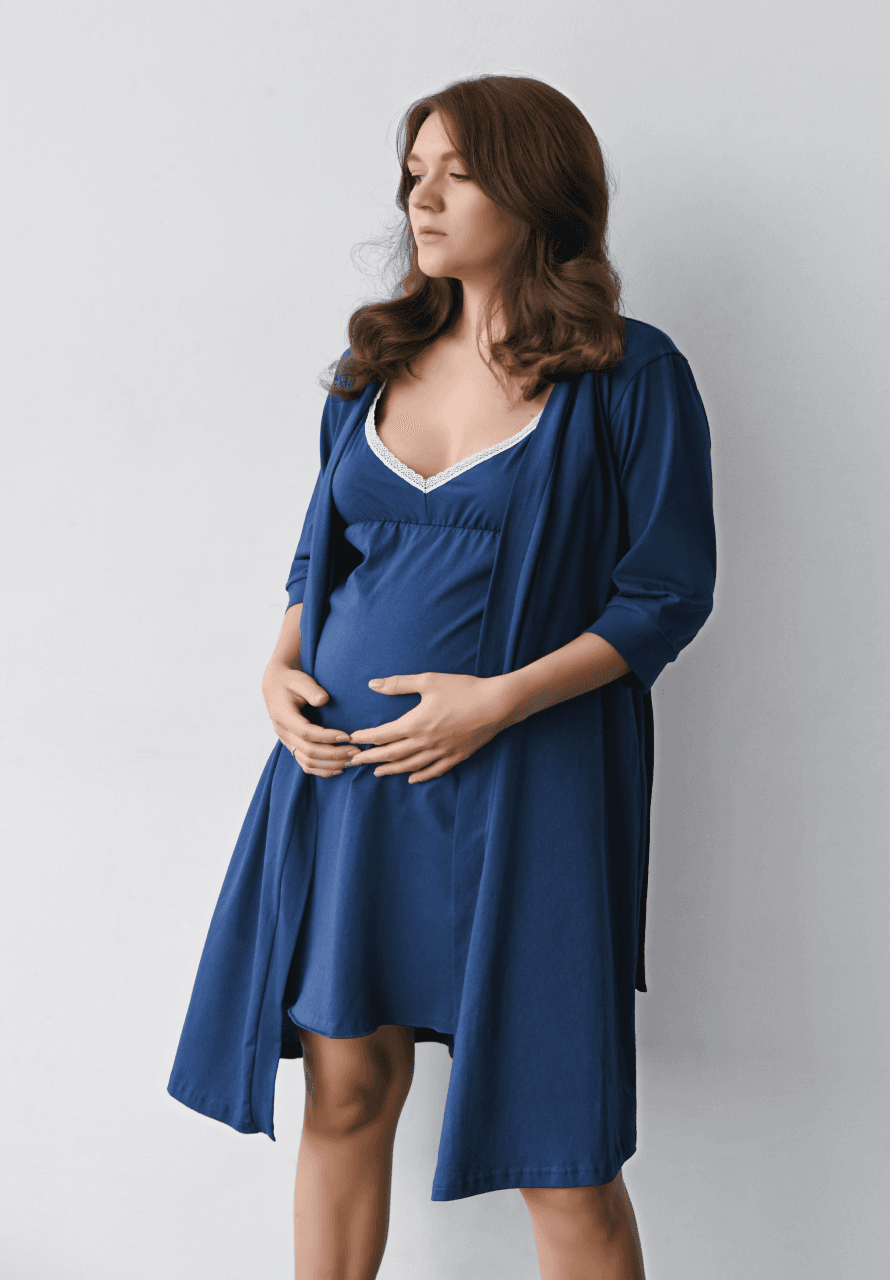 Халат для вагітних та годування XS-XXL Мамин Дім 25316-Індиго Халат для вагітних та годування XS-XXL Мамин Дім 25316-Індиго