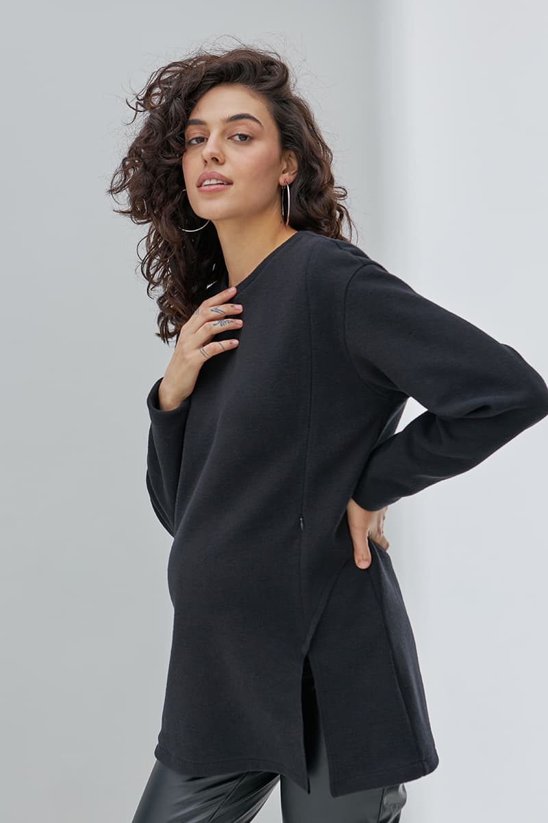 Туніка для вагітних і годування S-XL Юла мама OLIVE TN-43.011 -чорний Туніка для вагітних і годування S-XL Юла мама OLIVE TN-43.011 -чорний