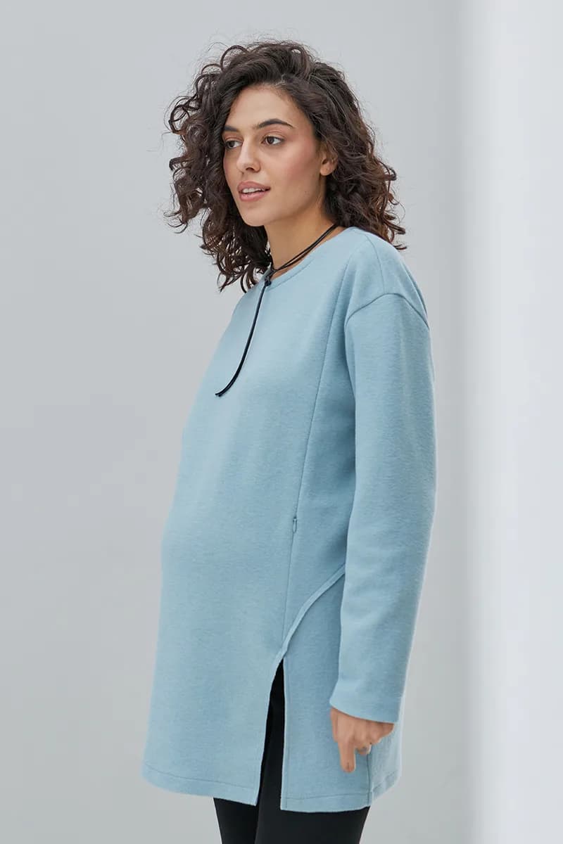 Туніка для вагітних і годування S-XL Юла мама OLIVE TN-43.012 -блакитний фото 3 Туніка для вагітних і годування S-XL Юла мама OLIVE TN-43.012 -блакитний фото 3
