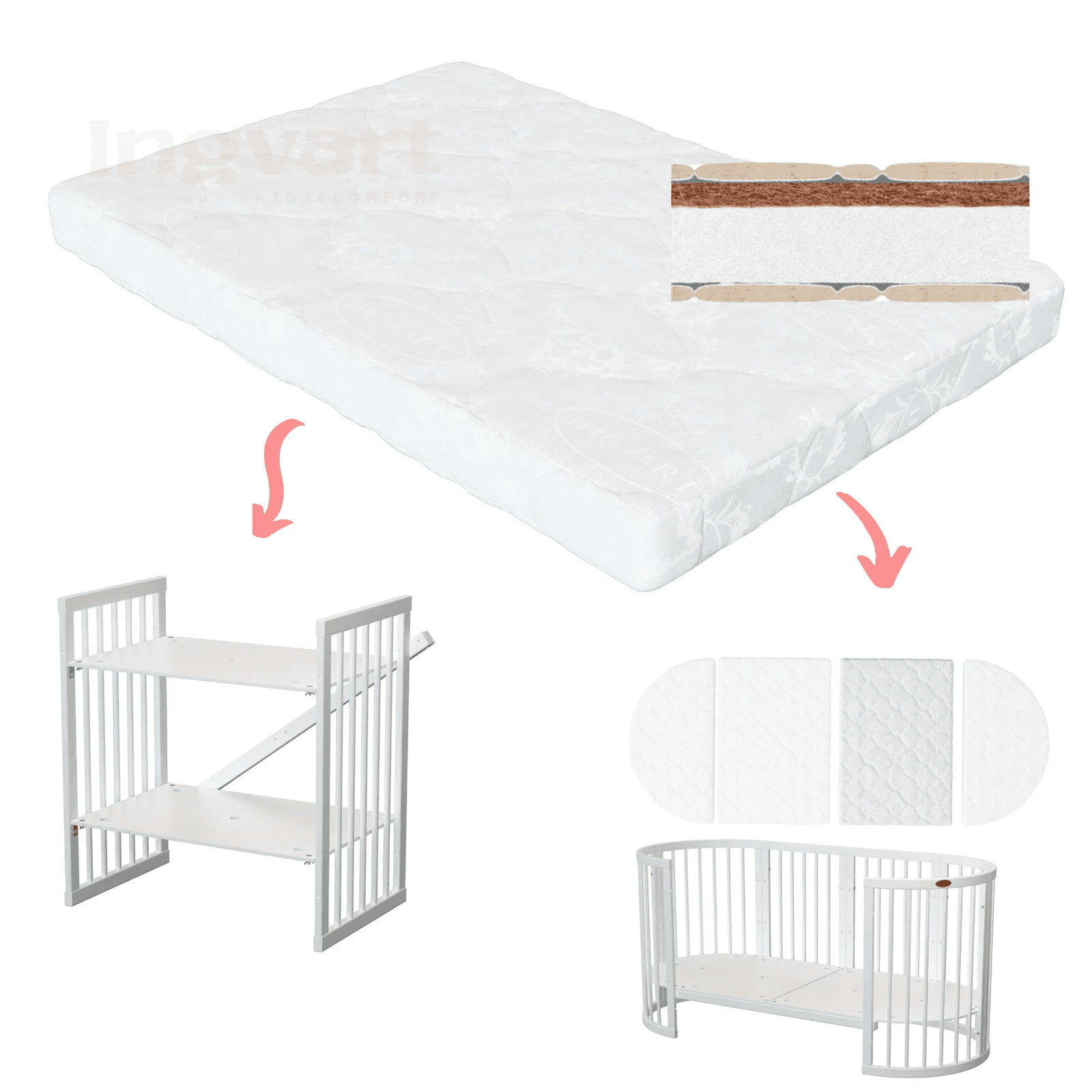 Середня секція матраца в ліжко IngVart Smart Bed Round 72х48 см 7216263