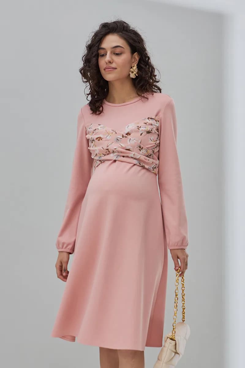Сукня для вагітних та годування S-XL Юла мама MAGNOLIA DR-30.091 -рожевий фото 5 Сукня для вагітних та годування S-XL Юла мама MAGNOLIA DR-30.091 -рожевий фото 5