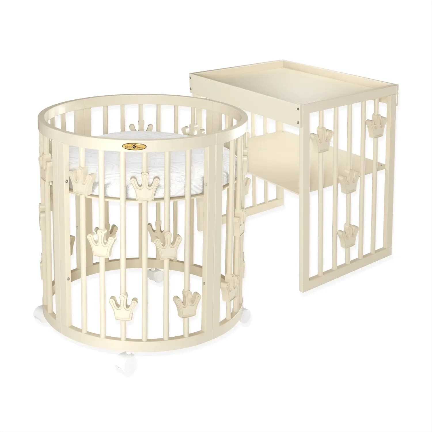 Кровать-трансформер Royal Sleep Twinki 9в1 Crowns 3127 слоновая кость фото 3 Кровать-трансформер Royal Sleep Twinki 9в1 Crowns 3127 слоновая кость фото 3