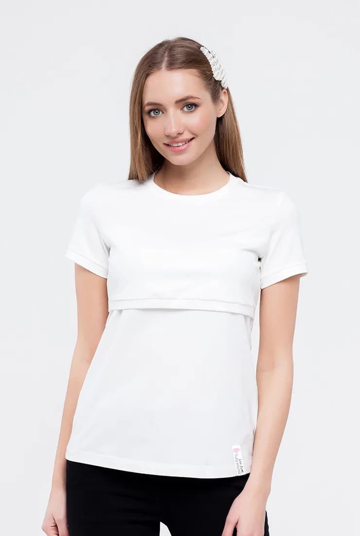Футболка для беременных и кормления S-XL Юла мама MARGO NR-10.015 -молочный фото 2 Футболка для беременных и кормления S-XL Юла мама MARGO NR-10.015 -молочный фото 2