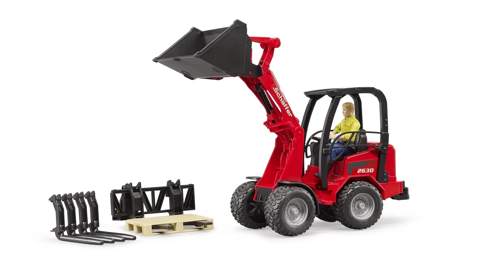 Міні-навантажувач Schaffer Compact 2630 з фігуркою та аксесуарами 1:16 Bruder 02191 фото 4 Міні-навантажувач Schaffer Compact 2630 з фігуркою та аксесуарами 1:16 Bruder 02191 фото 4