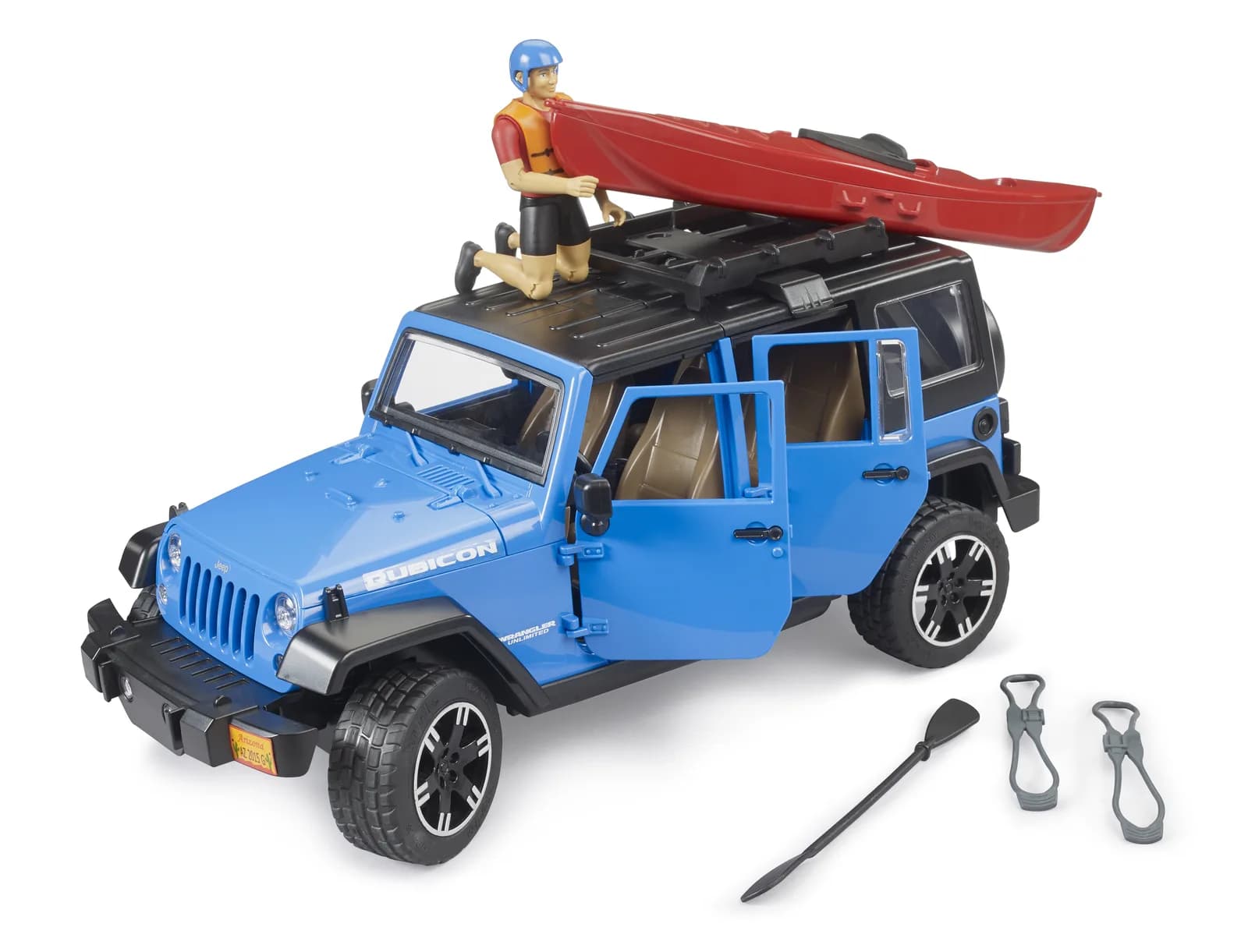 Джип Jeep Wrangler Rubicon Unlimited з каяком та фігуркою 1:16 Bruder 02529 фото 6 Джип Jeep Wrangler Rubicon Unlimited з каяком та фігуркою 1:16 Bruder 02529 фото 6