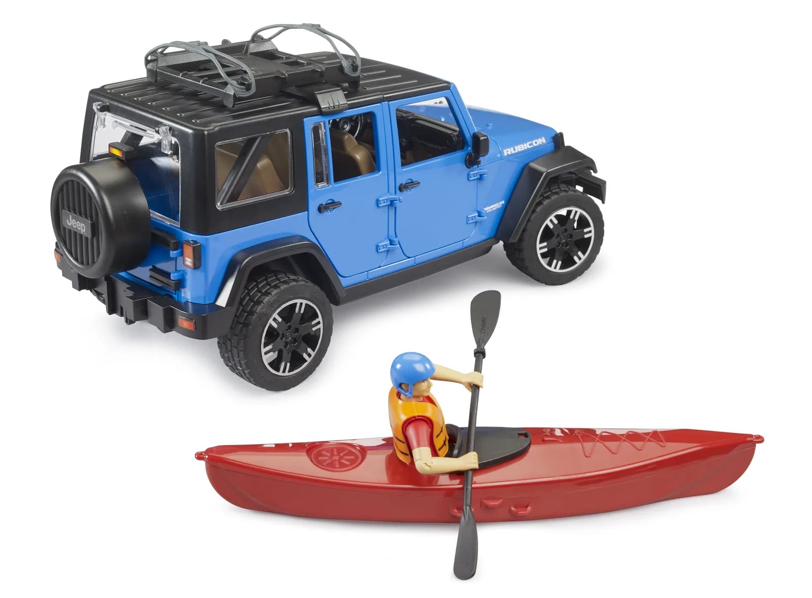 Джип Jeep Wrangler Rubicon Unlimited з каяком та фігуркою 1:16 Bruder 02529 фото 5 Джип Jeep Wrangler Rubicon Unlimited з каяком та фігуркою 1:16 Bruder 02529 фото 5