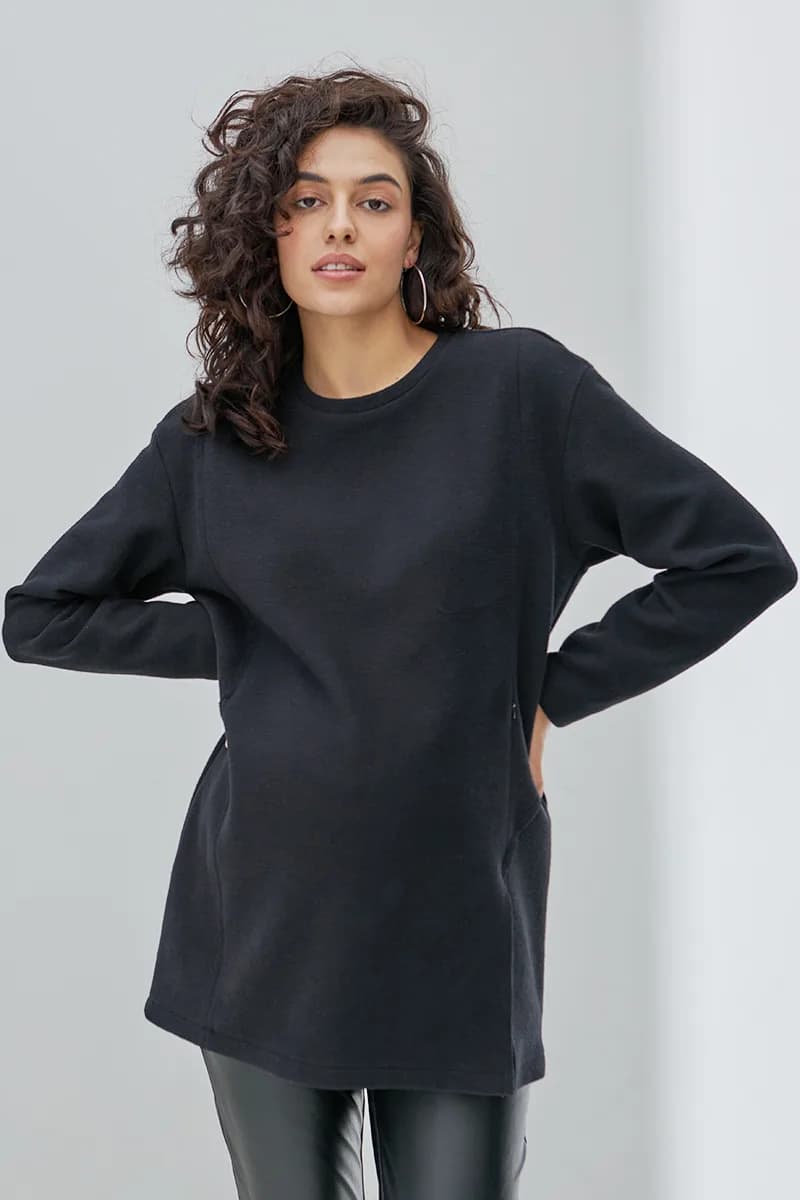 Туніка для вагітних і годування S-XL Юла мама OLIVE TN-43.011 -чорний фото 3 Туніка для вагітних і годування S-XL Юла мама OLIVE TN-43.011 -чорний фото 3