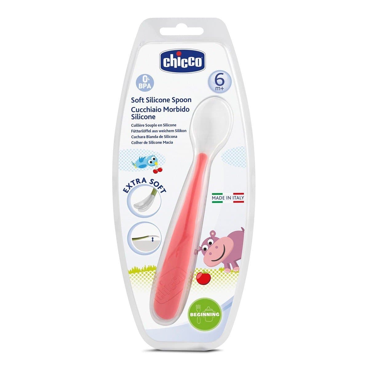 Ложка силіконова Chicco 6м+ червона 06828.71