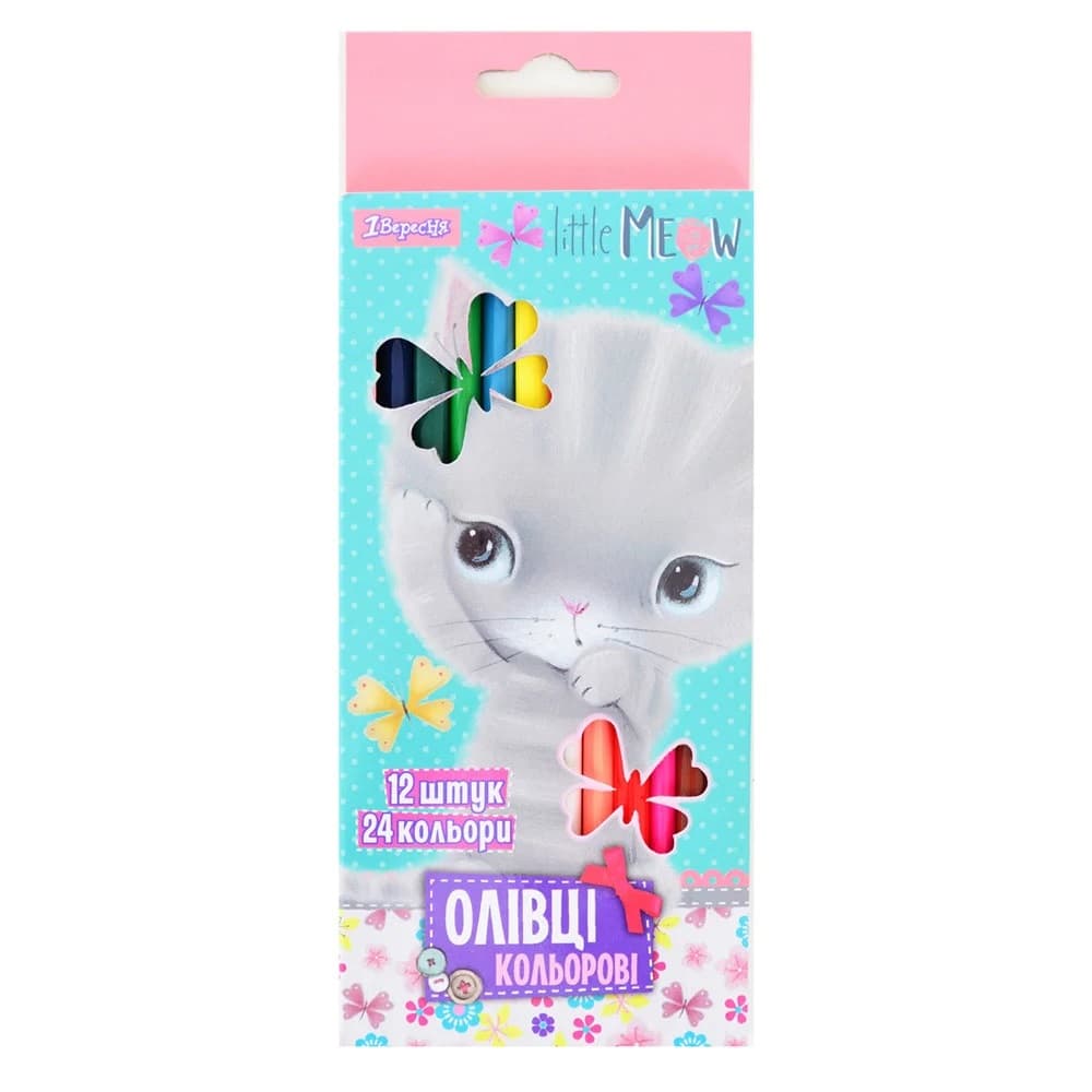 Карандаши 1Вересня Little meow 12/24цв 290480