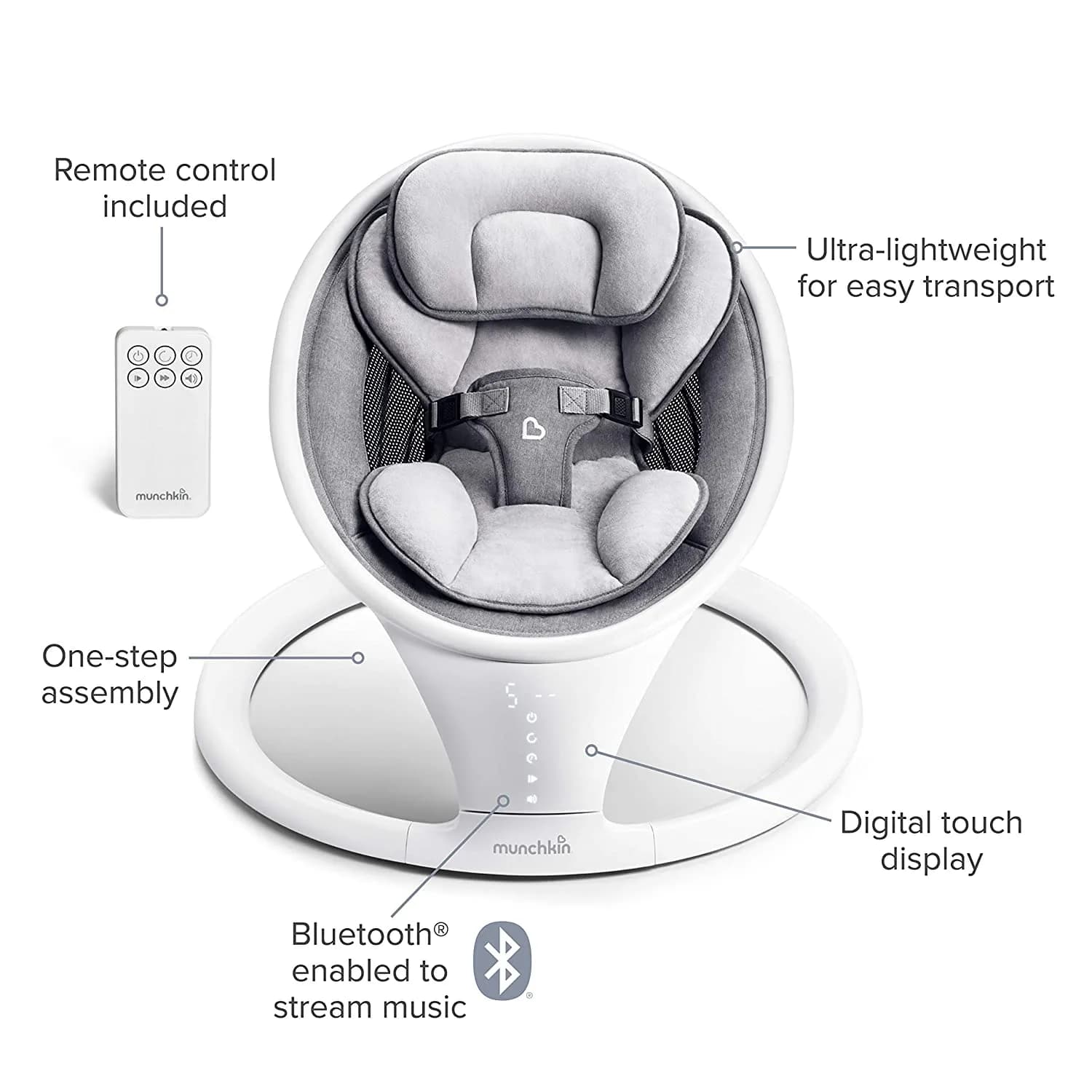 Укачивающий центр Munchkin Bluetooth Baby Swing 9029001 фото 2 Укачивающий центр Munchkin Bluetooth Baby Swing 9029001 фото 2