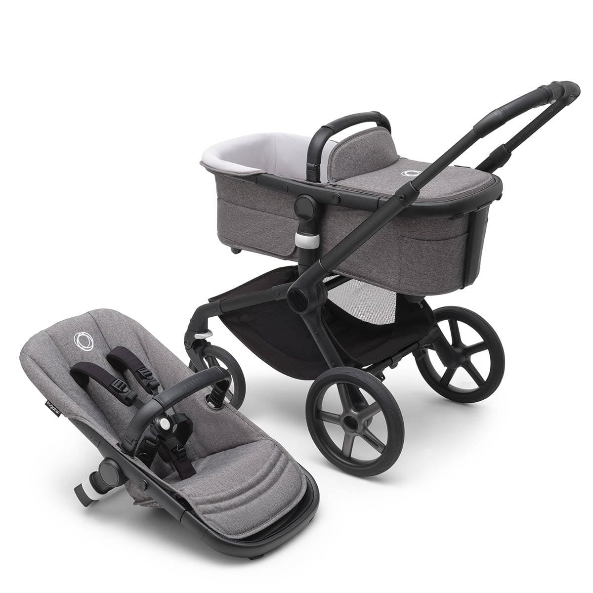 Коляска універсальна 2в1 Bugaboo Fox 5 без капюшона 100052029 Black/Grey Melange
